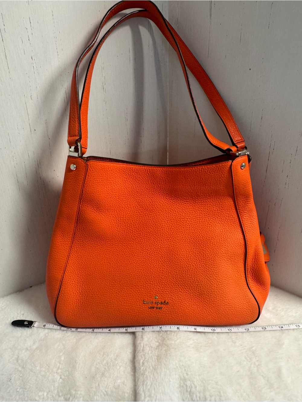 kate spade Bright Orange Pebbled Leather Shoulder Bag